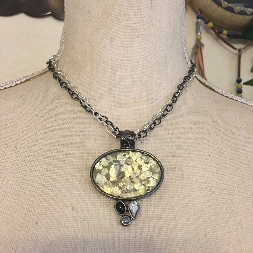 Kenneth Cole gold leaf under resin medallion set
